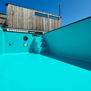 Alternative view of 6 m Containerpool | Tragbarer Pool | Außenpool | Gegenstromanlage | Karibikblau